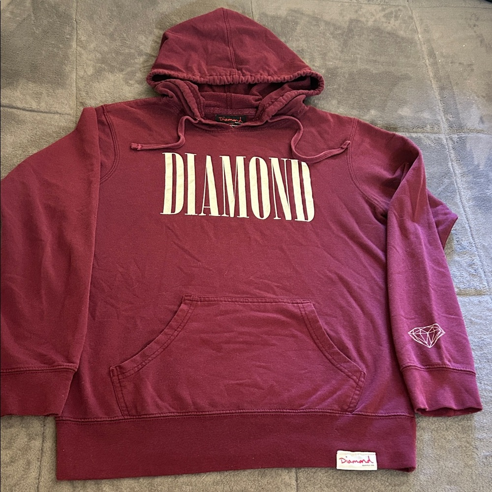 Diamond Supply Co. Maroon Pullover with White Logo